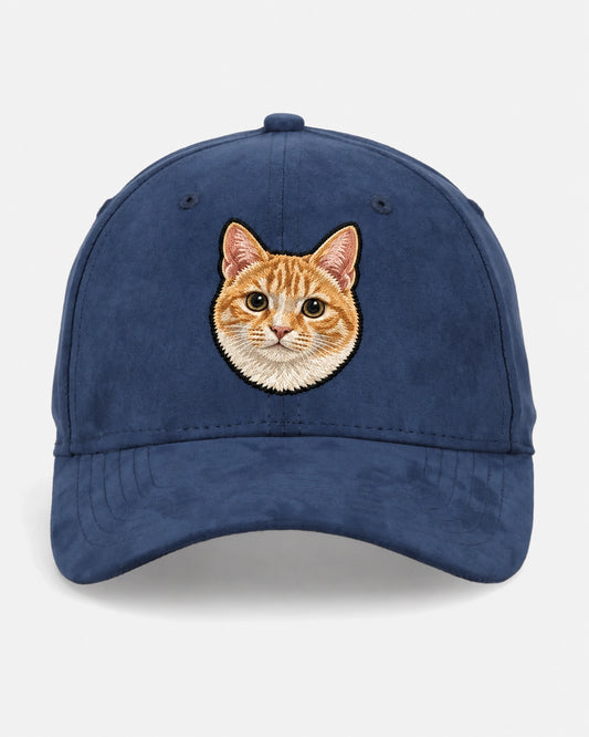Custom Pet Blue Suede Baseball Cap