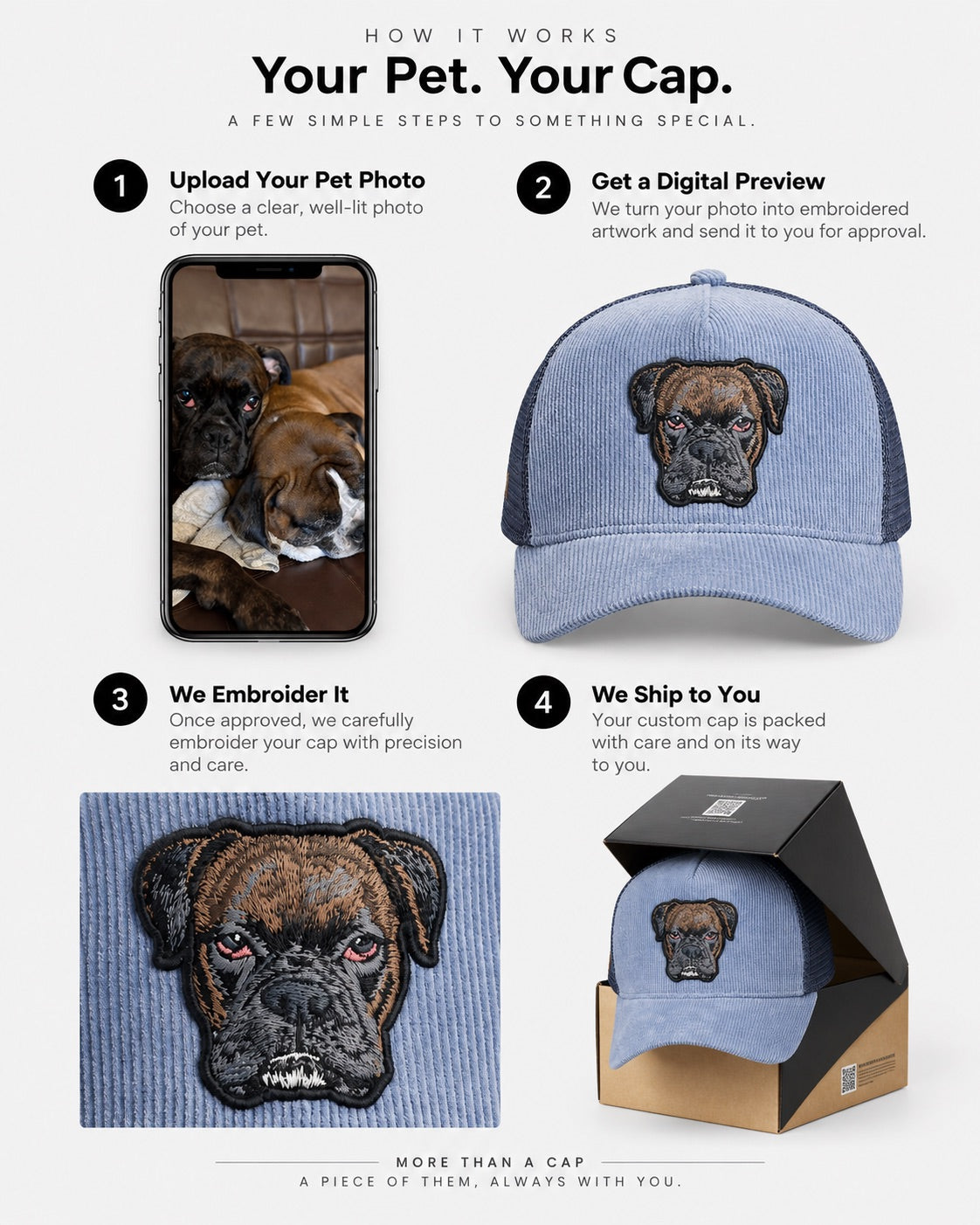 Casquette trucker bleue personnalisée pour animaux de compagnie
