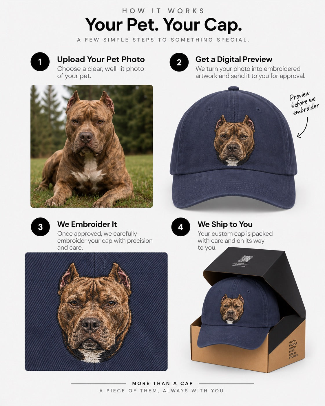 Casquette de papa bleue marine personnalisée pour animaux de compagnie