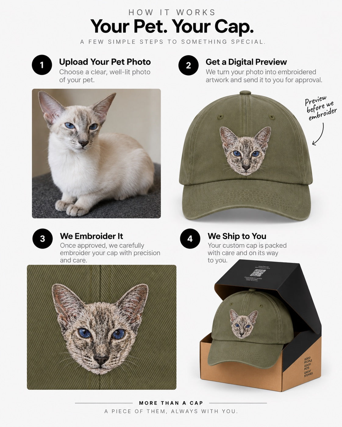 Casquette papa olive personnalisée pour animaux de compagnie