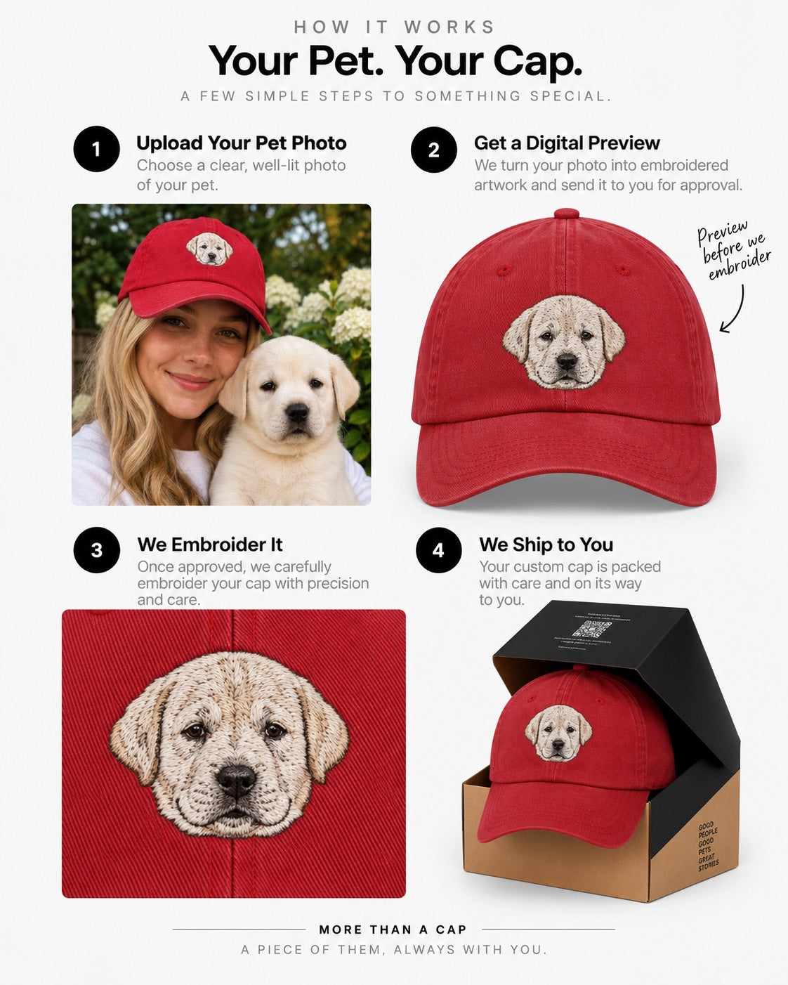 Casquette rouge pour papa avec animal personnalisé